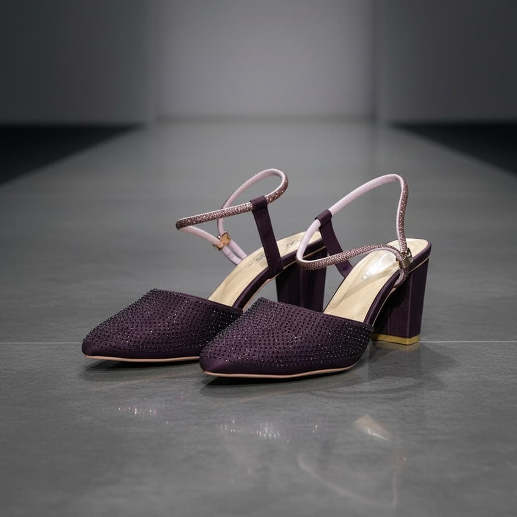 Ladies Fancy Block Heel Court Shoe 2