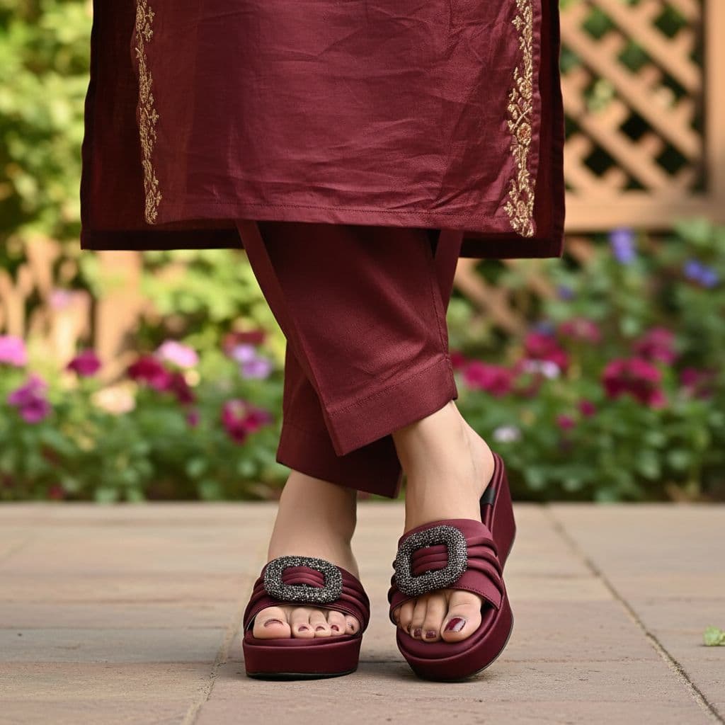 Platform Slippers With a Decorative Buckle. 3