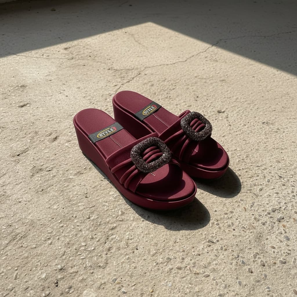 Platform Slippers With a Decorative Buckle. 4