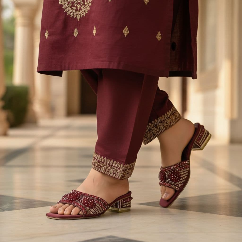 women's Embellished Slip-on Block-Heel Slipper