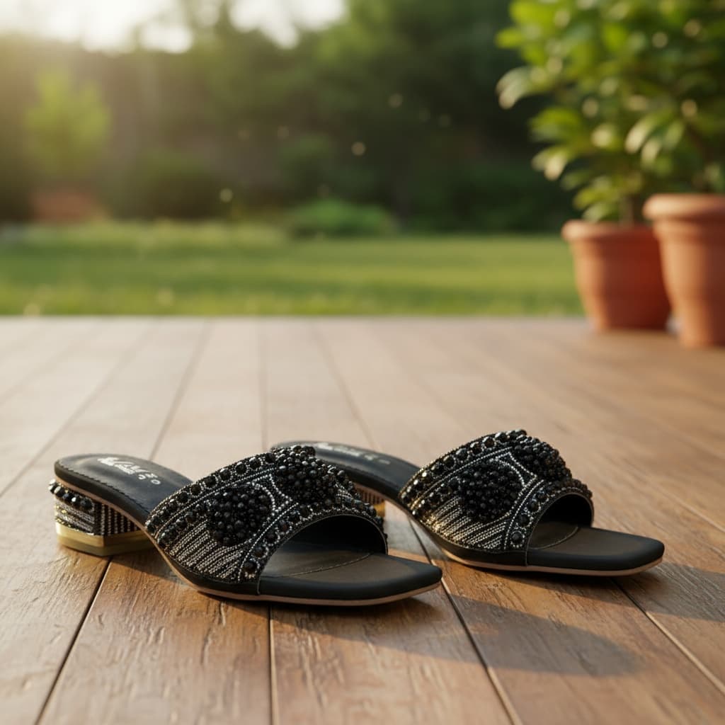 women's Embellished Slip-on Block-Heel Slipper 4