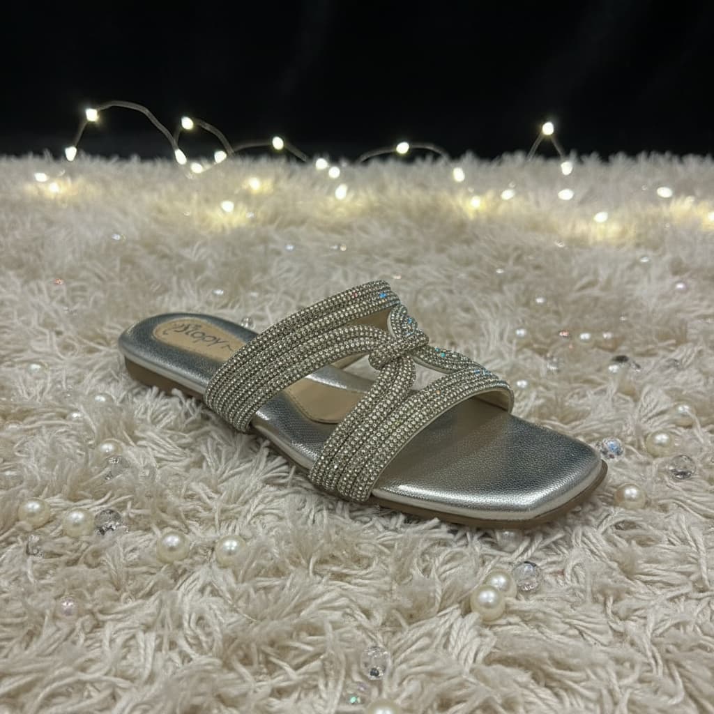 women's  embellished flat slide sandals. 2