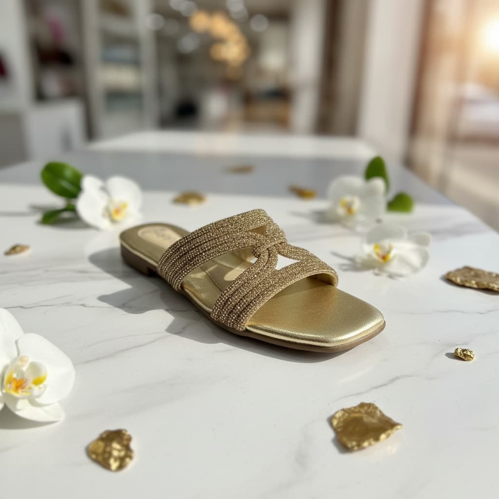 women's  embellished flat slide sandals. 4