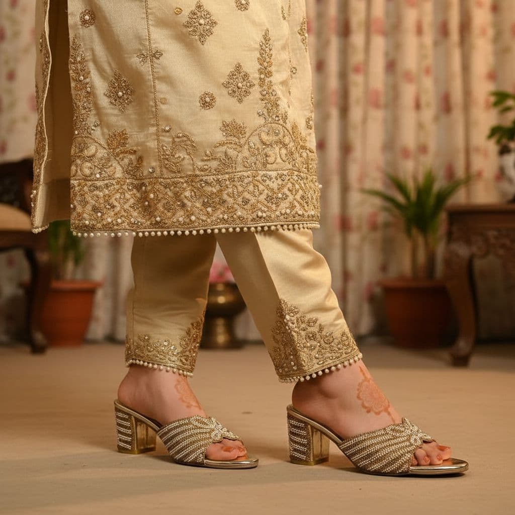 Woven detail block heeled sandals or slippers.